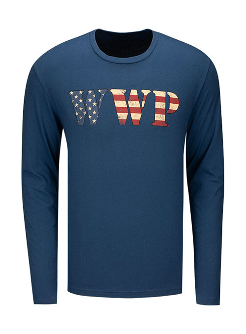 WWP Wordmark Long Sleeve Tee - Cool Blue - Front View