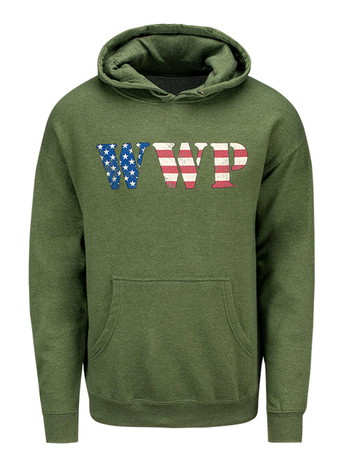 WWP Wordmark Hooded Sweatshirt - Army Heather - Front View