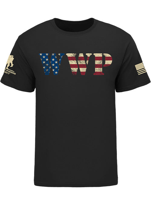 WWP Flag Background Tee - Black - Front View